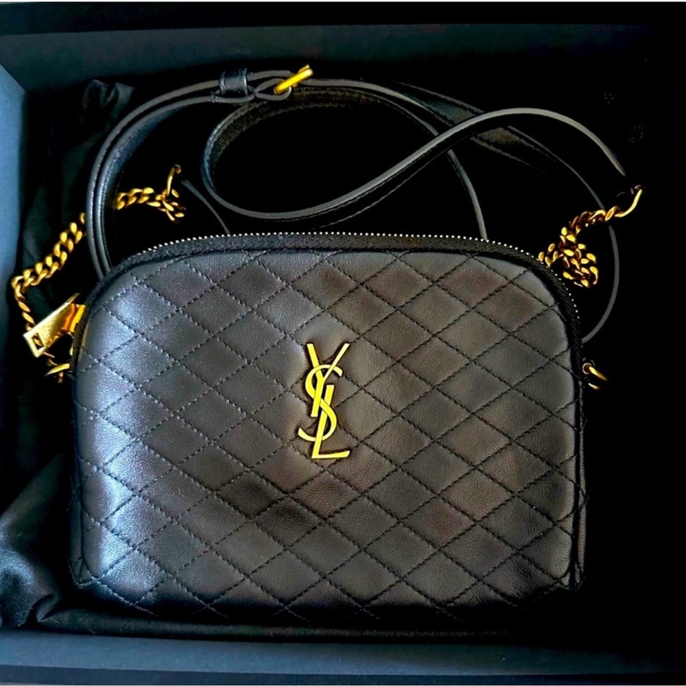 YSL GABY ZIPPED POUCH IN QUILTED LAMBSKIN